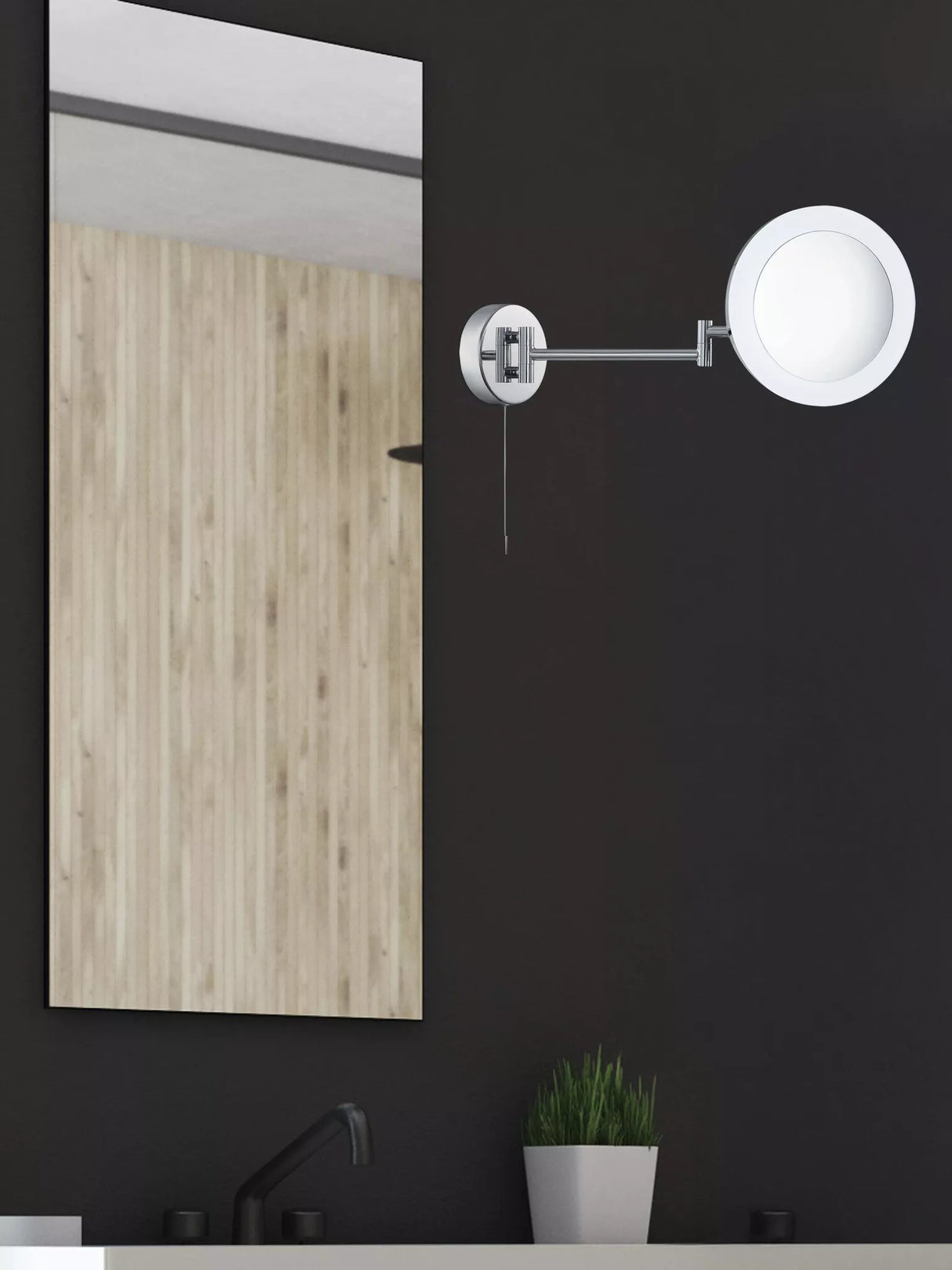 Searchlight Chrome Illuminated Adjustable Bathroom Mirror