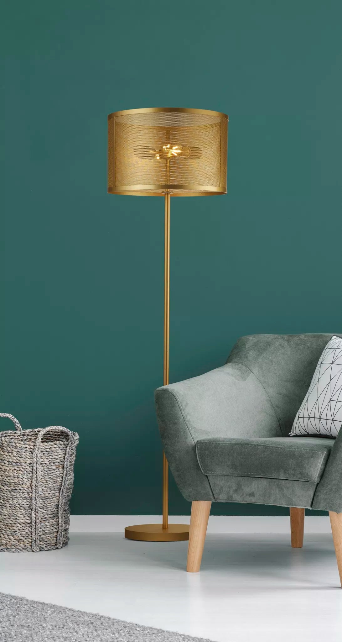 Searchlight Fishnet 2Lt Floor Lamp| Matt Gold