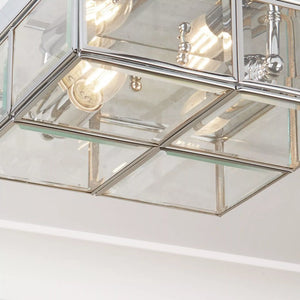Searchlight Chrome 2 Light Flush Fitting Glass Shade