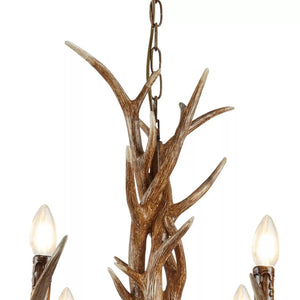 Stag 6Lt Pendant - Brown Resin