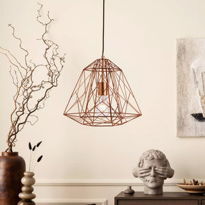 Searchlight Copper Geometric Cage Pendant Light