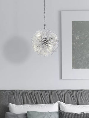 Sunburst 7Lt Pendant - Chrome Metal & Glass Beads