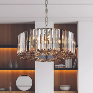 Searchlight Chapeau 5Lt Pendant/Semi-Flush- Amber| Smoke & Clear Crystal