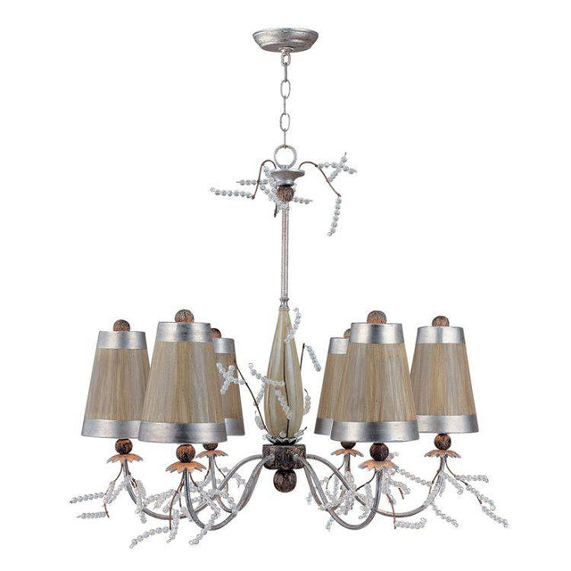 Kristal Luxe 6Lt Chandelier - Silver and Putty Patina - Comet Lighting