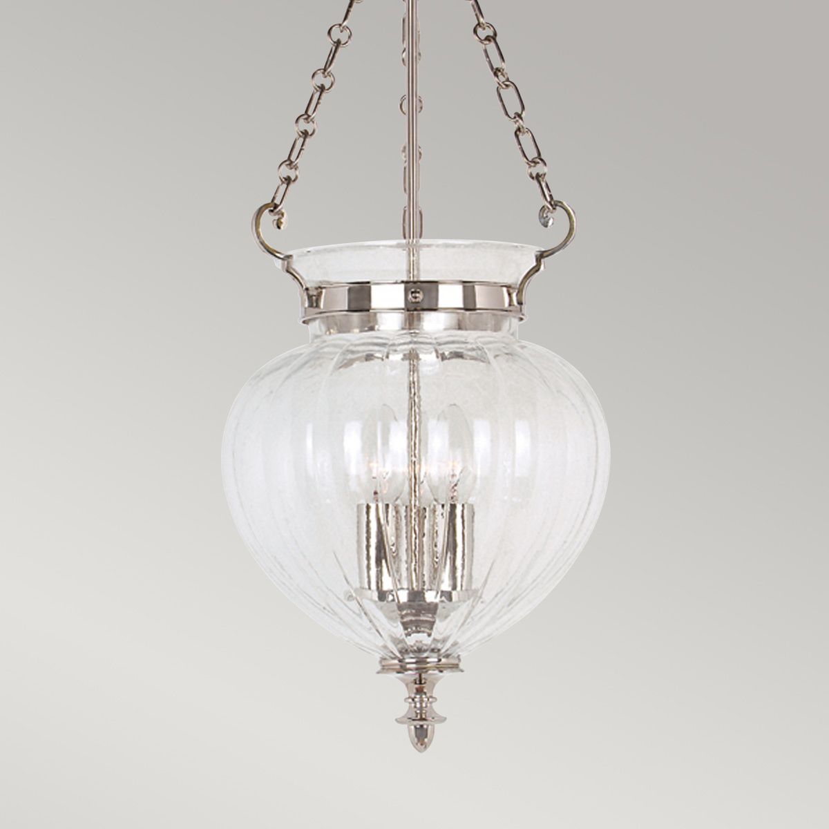 Finsbury Park Pendant Ceiling Light Medium Polished Nickel - Comet Lighting