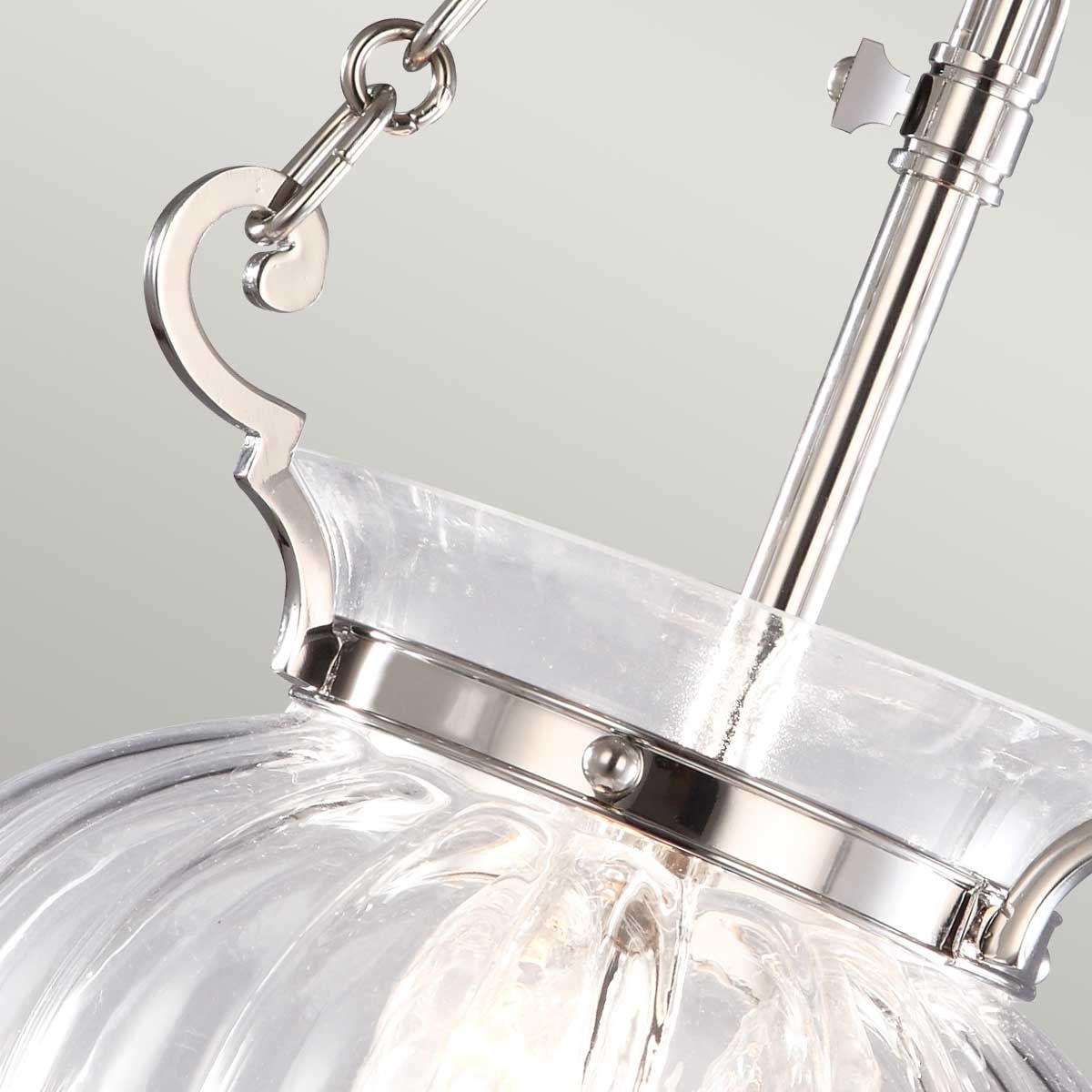 Finsbury Park Pendant Ceiling Light Small Polished Nickel - Comet Lighting