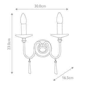 Finsbury Park 2 Light Wall Light - Polished Nickel