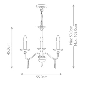 Finsbury Park 3-Light Chandelier Polished Nickel - Comet Lighting