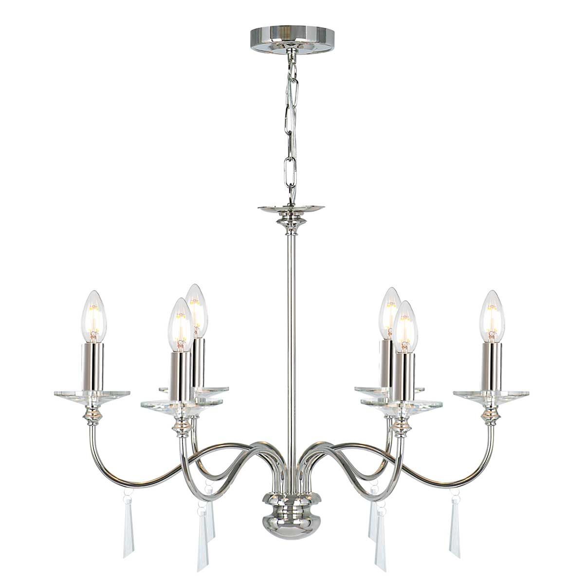 Finsbury Park 6-Light Chandelier Polished Nickel - Comet Lighting