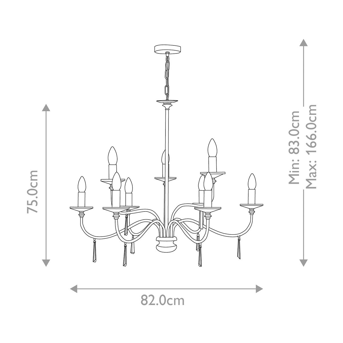 Finsbury Park 9-Light Chandelier Polished Nickel - Comet Lighting