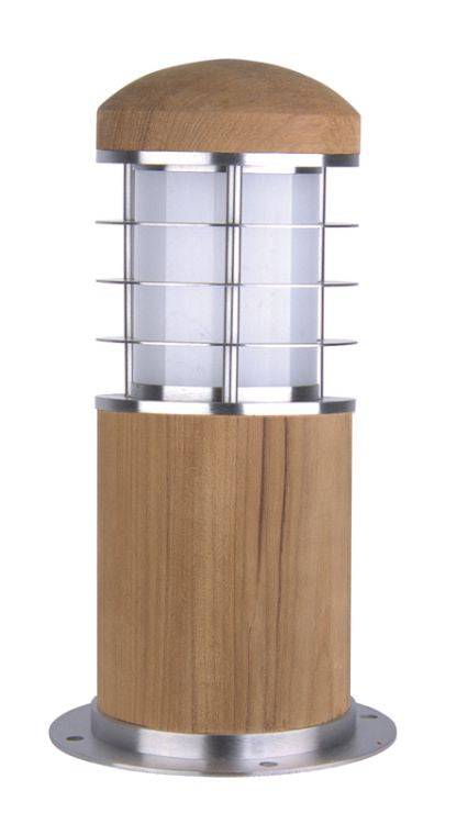 Poole Outdoor Mini Bollard Stainless Steel & Teak - Comet Lighting