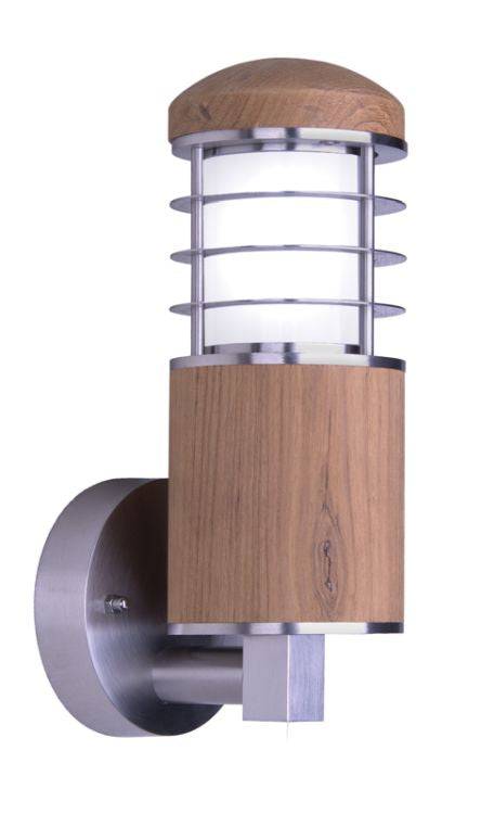 Poole Outdoor Wall Light Stainless Steel/Teak - Comet Lighting