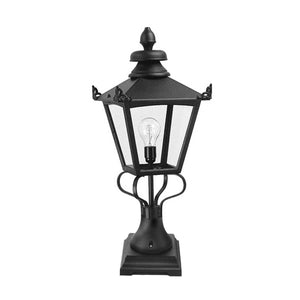 Grampian Outdoor Pedestal Lantern Black - Comet Lighting