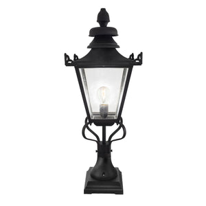 Grampian Outdoor Pedestal Lantern Black - Comet Lighting