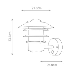 Helsingor 1 Light Pir Wall Lantern - Black - Comet Lighting