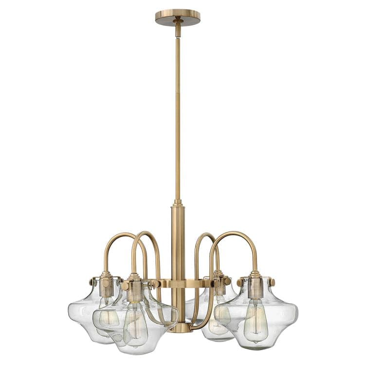 Congress Clear Glass Chandelier B Brushed Caramel - Comet Lighting