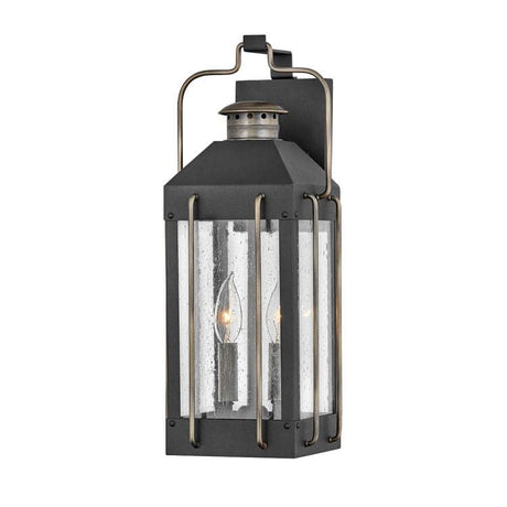 Fitzgerald 2 Light Medium Wall Lantern Textured Black with Burnished Bronze - Comet Lighting