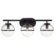 Hollis 3 Light Wall Light Clear Glass Black - Comet Lighting