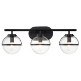 Hollis 3 Light Wall Light Clear Glass Black - Comet Lighting