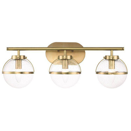 Hollis 3 Light Wall Light Clear Glass Heritage Brass - Comet Lighting