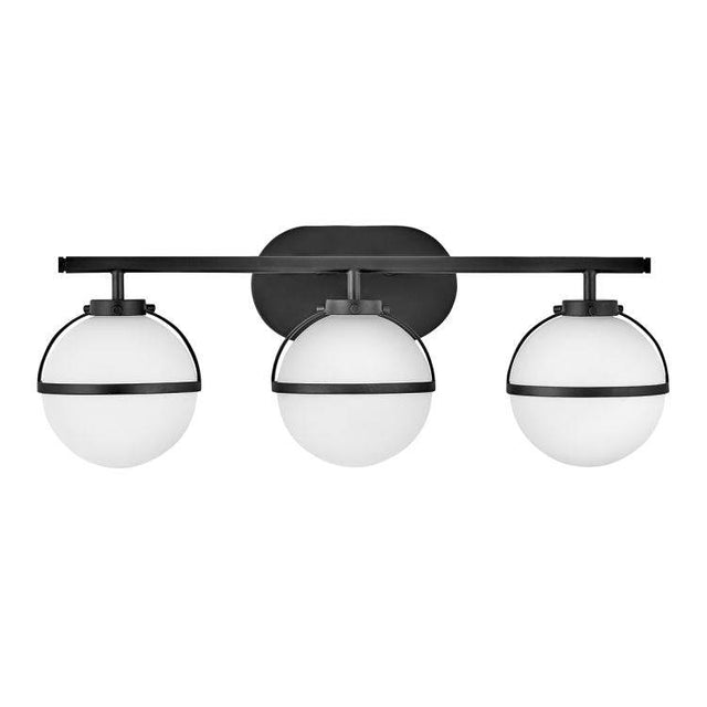 Hollis 3 Light Wall Light Opal Glass Black - Comet Lighting