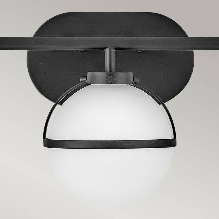 Hollis 3 Light Wall Light Opal Glass Black - Comet Lighting