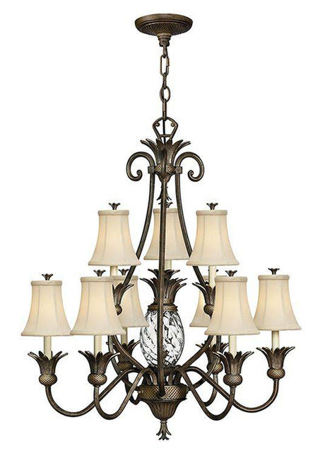 Plantation 10-Light Chandelier Pearl Bronze - Comet Lighting