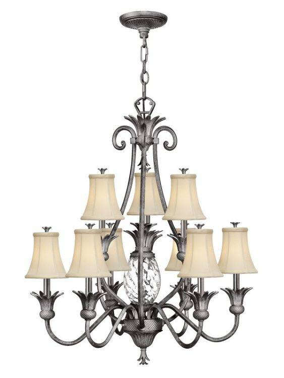 Plantation 10-Light Chandelier Polished Antique Nickel - Comet Lighting