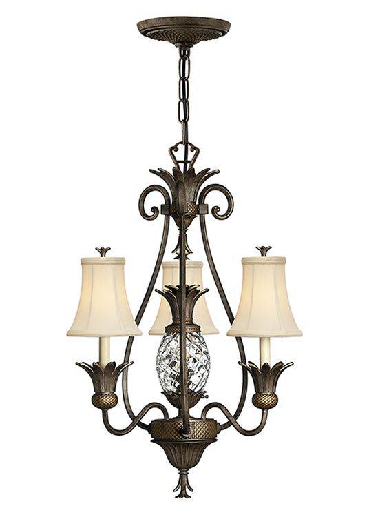 Plantation 3-Light Chandelier Pearl Bronze - Comet Lighting