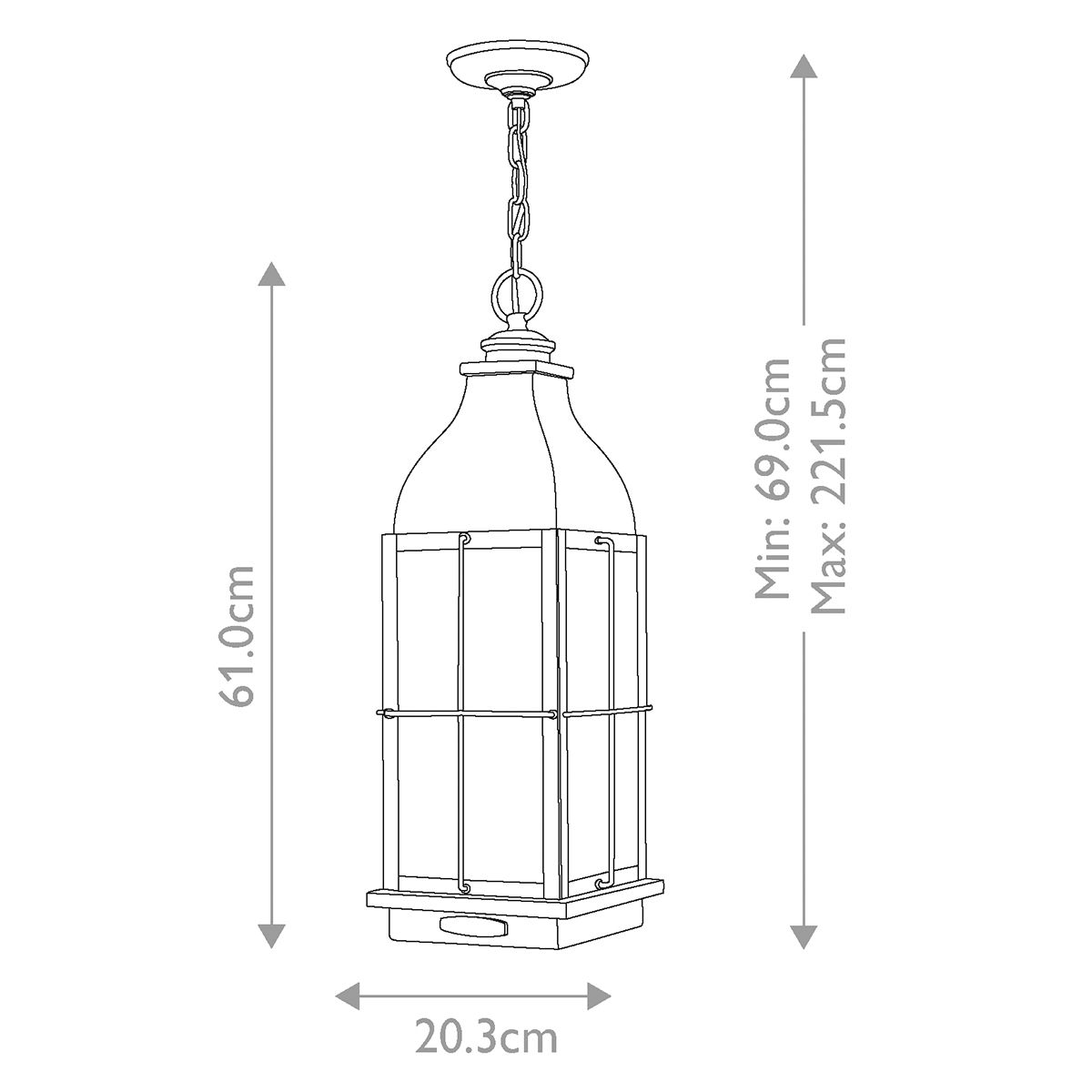 Bingham 3 Light Large Chain Lantern