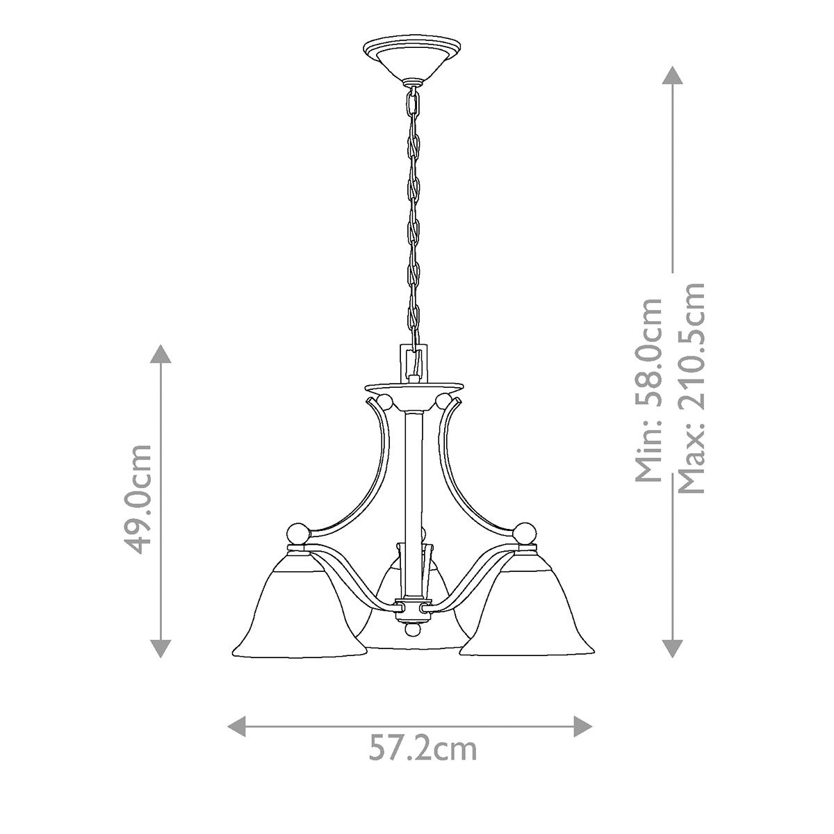 Bolla 3-Light Chandelier - Comet Lighting