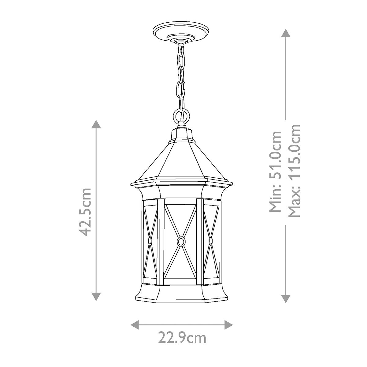 Brighton 3 Light Chain Lantern