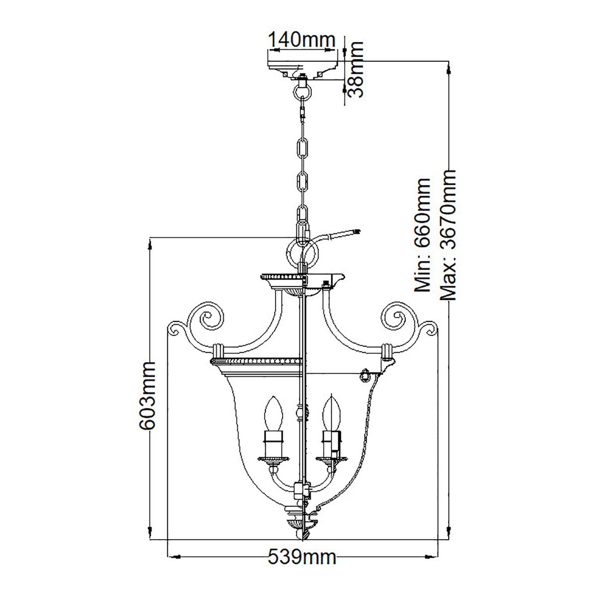 Cambridge 3 Light Small Pendant