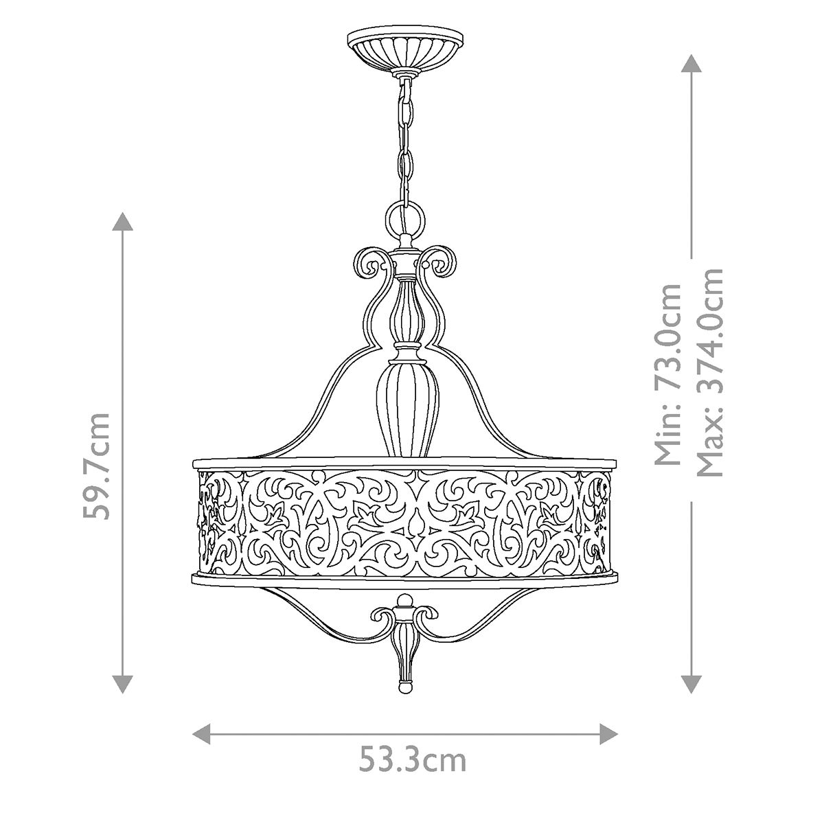 Carabel 3 Light Pendant Chandelier