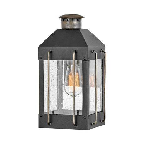 Fitzgerald 1 Light Small Wall Lantern Textured Black with Burnished Bronze