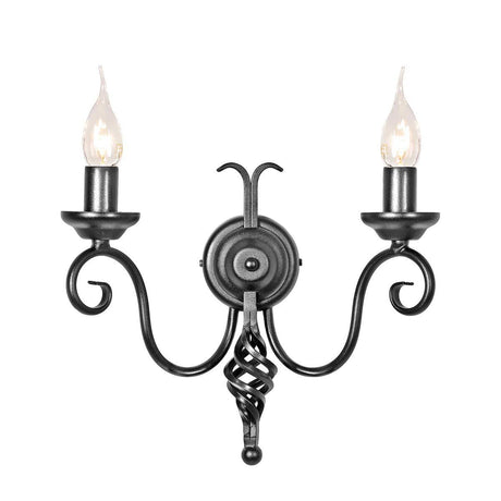 Harlech 2 Light Wall Light - Black - Comet Lighting