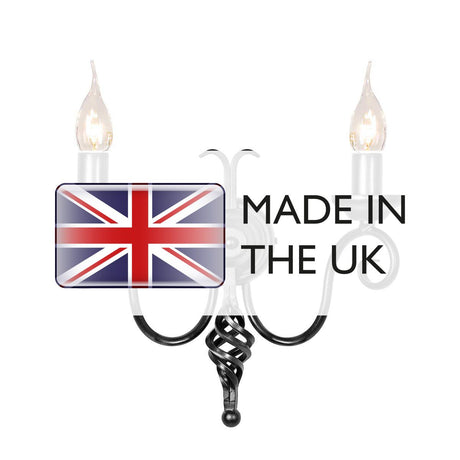 Harlech 2 Light Wall Light - Black - Comet Lighting