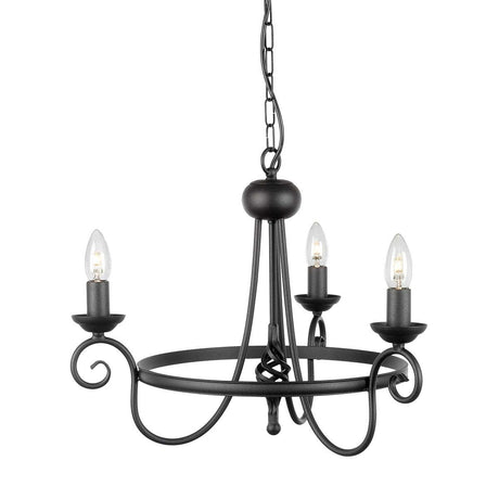 Harlech 3 Light Chandelier - Black - Comet Lighting