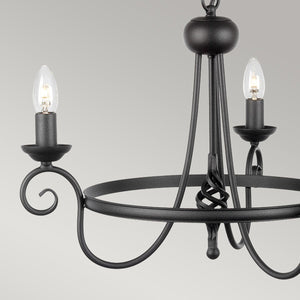 Harlech 3 Light Chandelier - Black - Comet Lighting