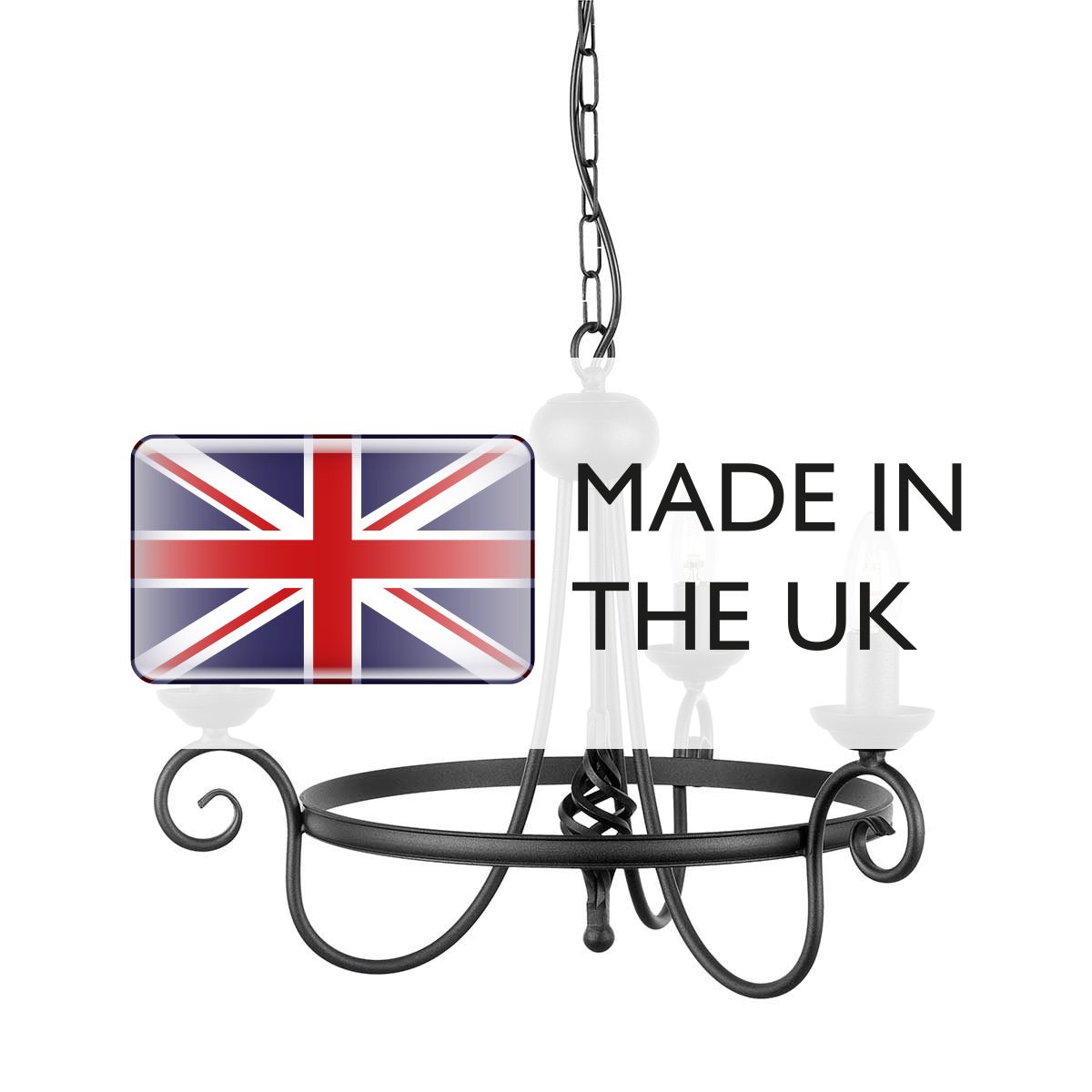 Harlech 3 Light Chandelier - Black - Comet Lighting