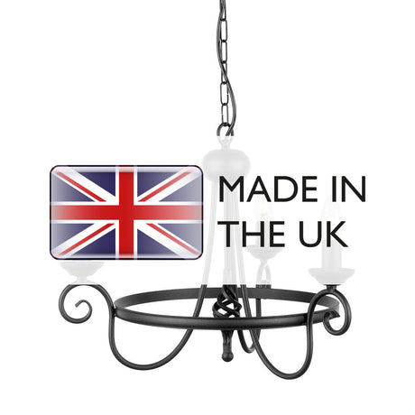 Harlech 3 Light Chandelier - Black - Comet Lighting