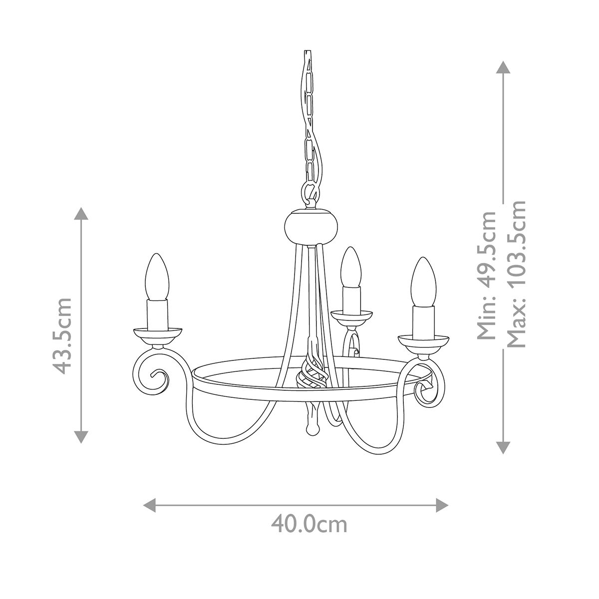 Harlech 3 Light Chandelier - Black - Comet Lighting