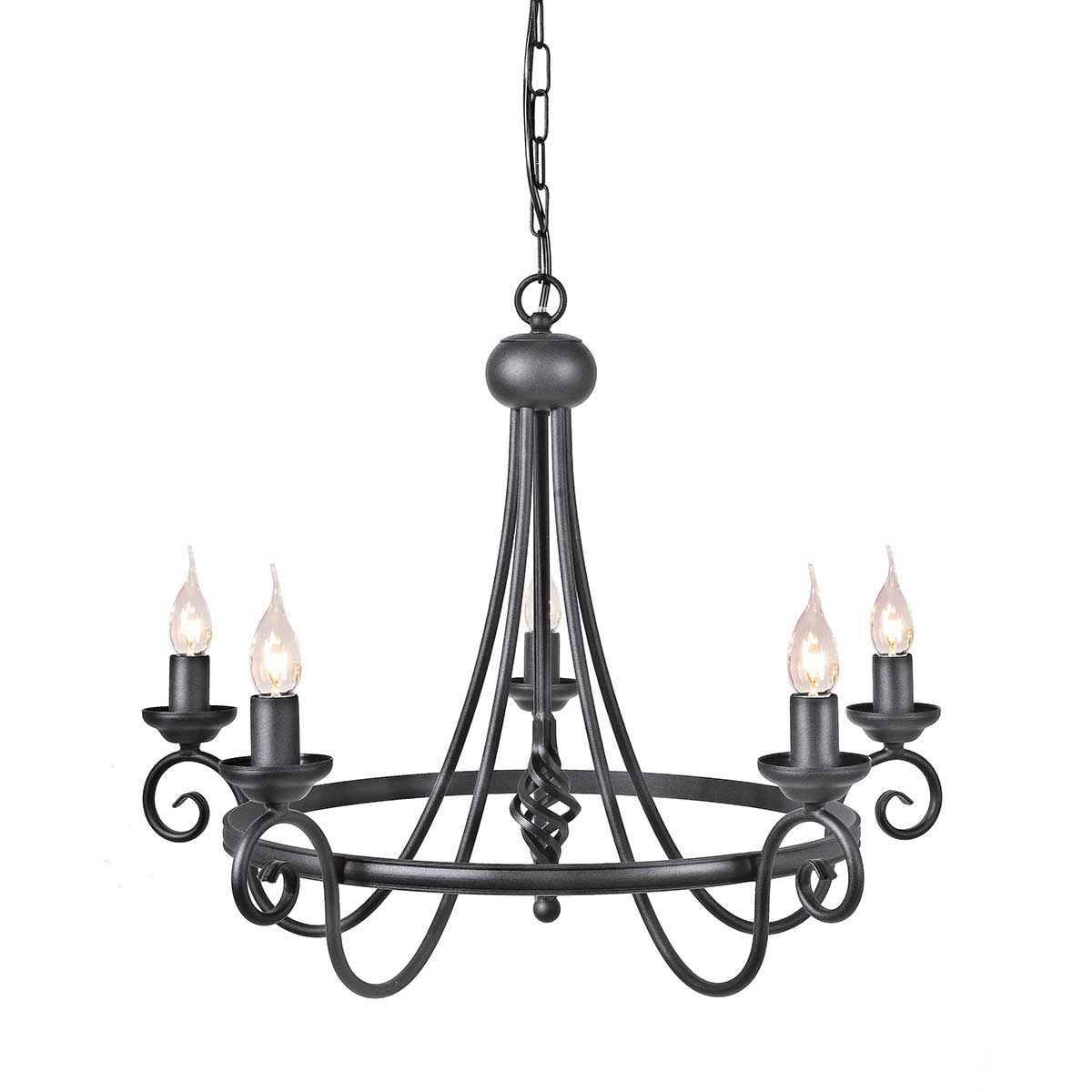 Harlech 5-Light Chandelier Black - Comet Lighting