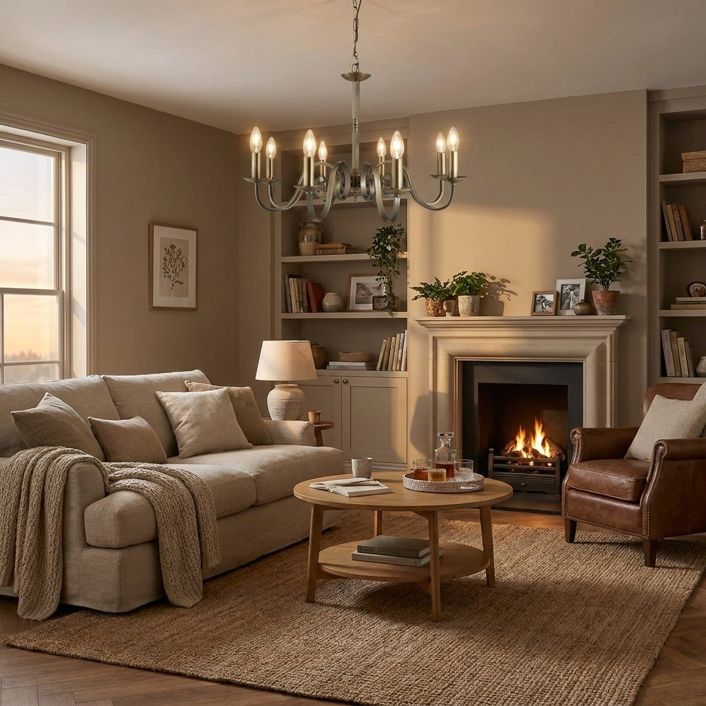 Searchlight Richmond Brass 8 Light Ceiling Candle Style
