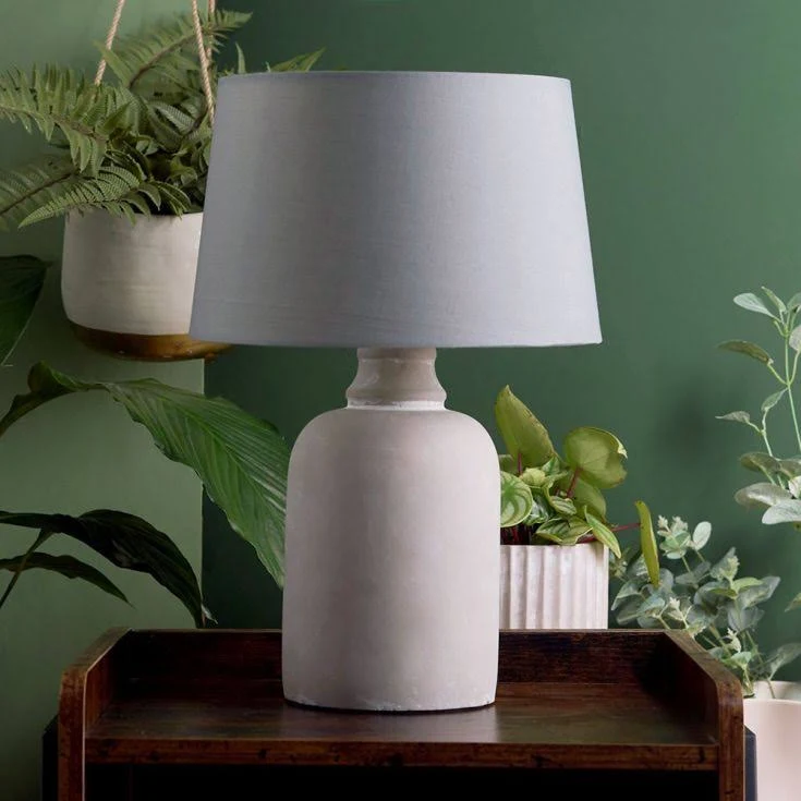 Taite Grey Cement Base Table Lamp with Shade