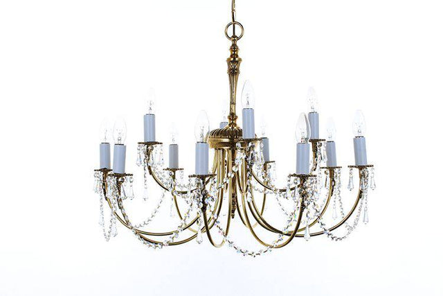 BROOKLANDS Richmond 12lt Ceiling Light w/ Crystals Polished Brass - Comet Lighting