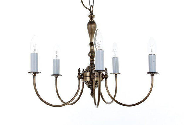 BROOKLANDS Solar 5lt Ceiling Light Antique Brass - Comet Lighting