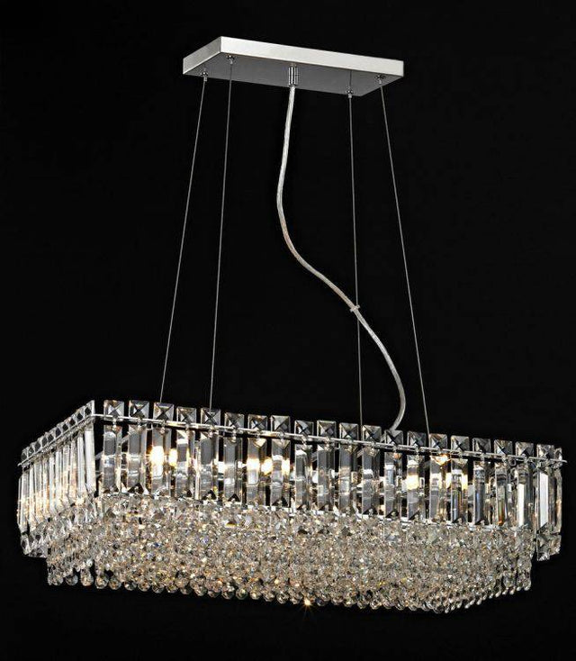 CRYSTAL Alvery 8lt Oblong Ceiling Light Chrome - Comet Lighting