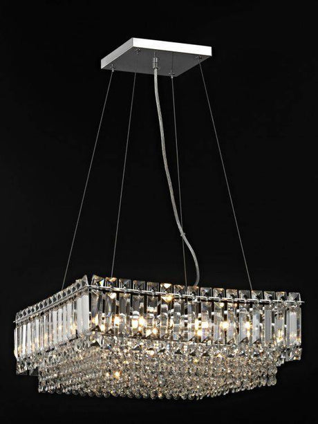 CRYSTAL Alvery 9lt Square Ceiling Light Chrome - Comet Lighting