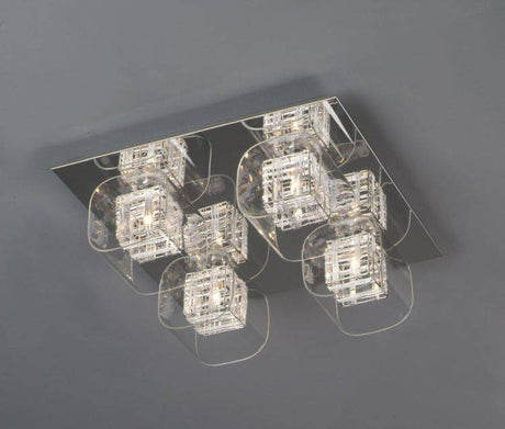 CRYSTAL Avignon 4lt Sq Plate Ceiling Light Chrome - Comet Lighting